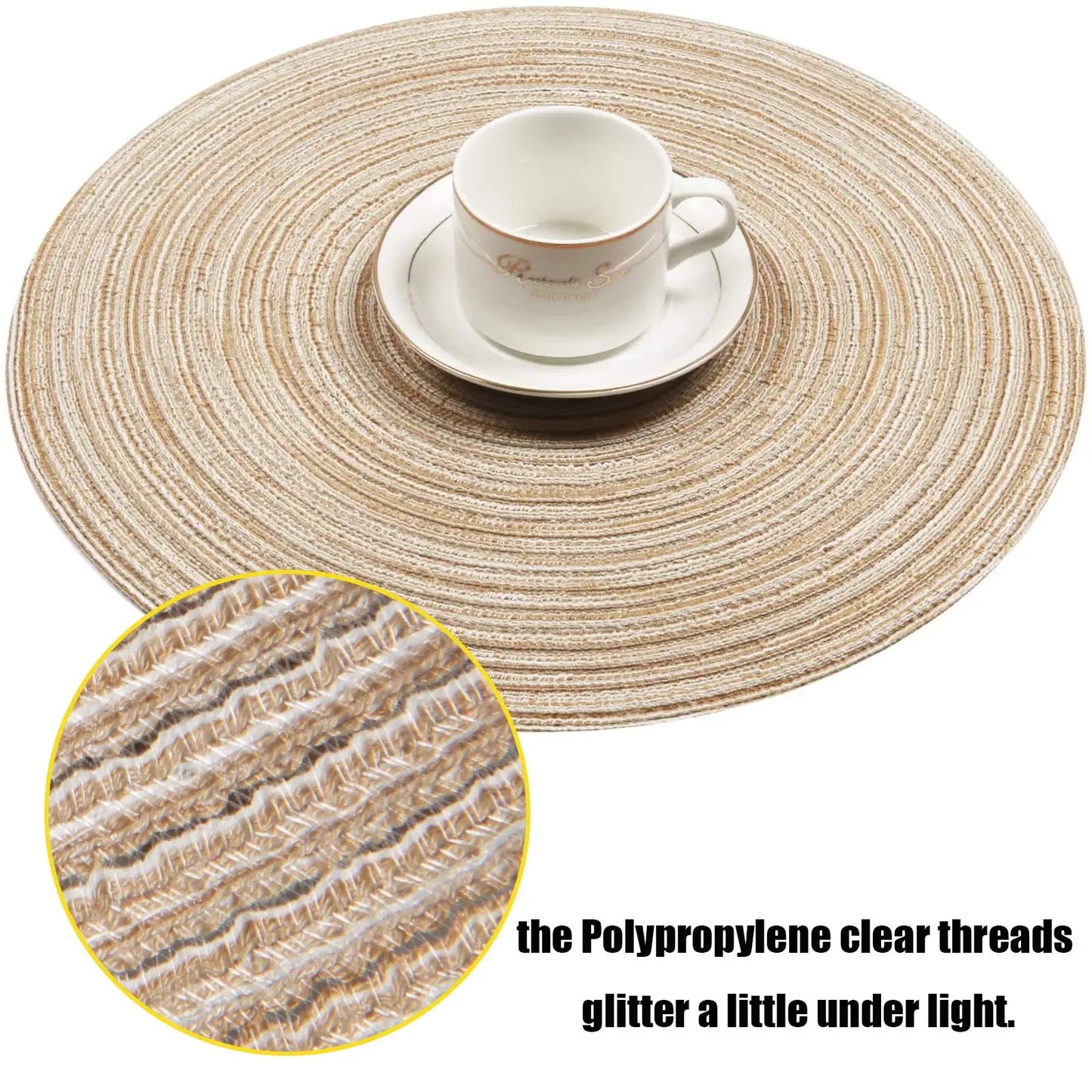 Round Braided Placemat Set of 6 Washable Round Placemats for Kitchen Table Round Table Mats for Everyday Use