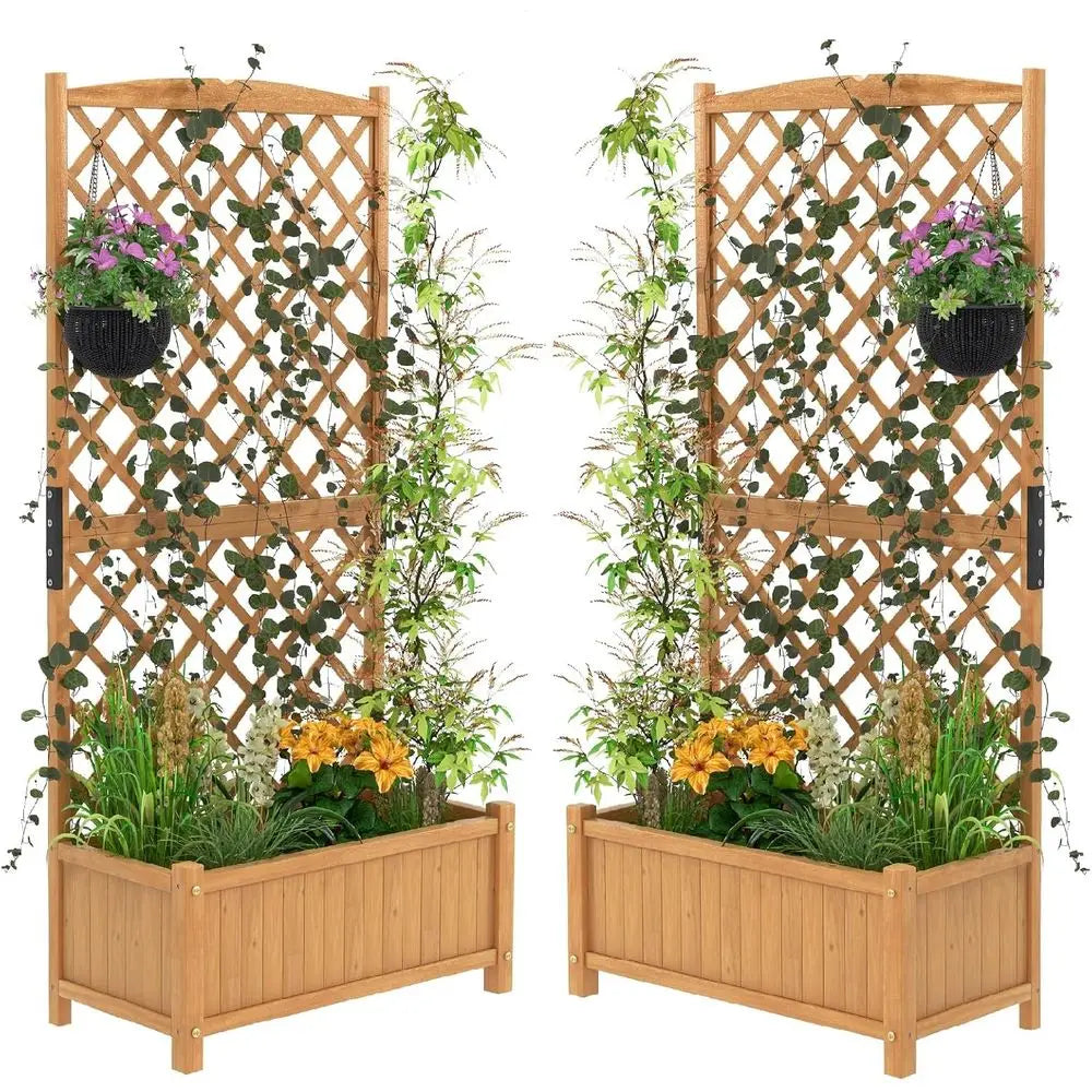 Raised Garden Bed Outdoor Set, 35.5x17.5x71-inch Planter Box with Trellis and Removable Bottom, Ideal for Patio, Balcony, or Yard