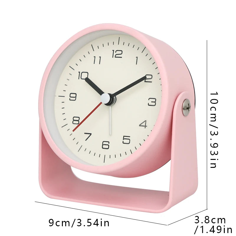 Creative Metal Swivel Desk Clock – Silent Retro Bedside Alarm