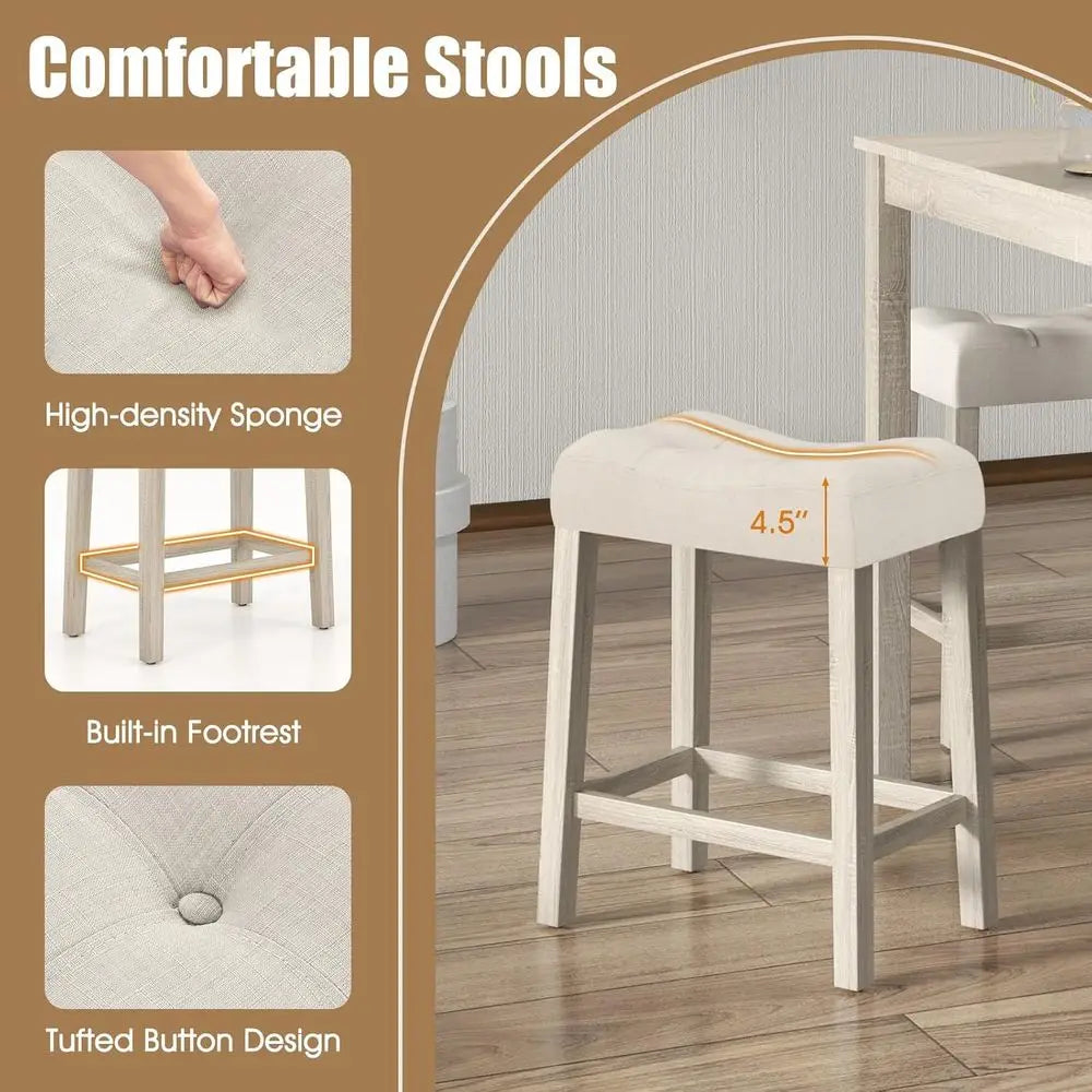 5-Piece Bar Table Set with Square Breakfast Table and Padded Stools