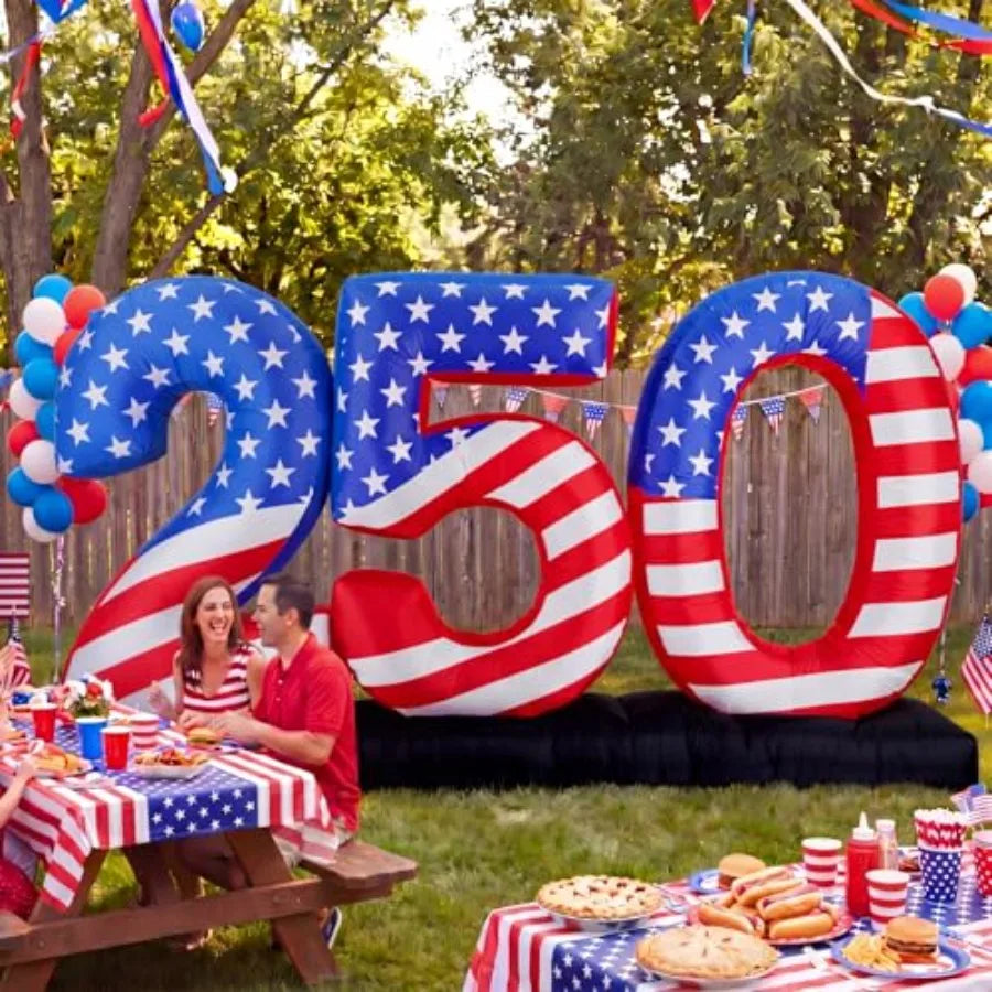 8.8FT Inflatable 250th Anniversary Decoration – Patriotic Blow‑Up with Built‑In LED Lights for 4th of July