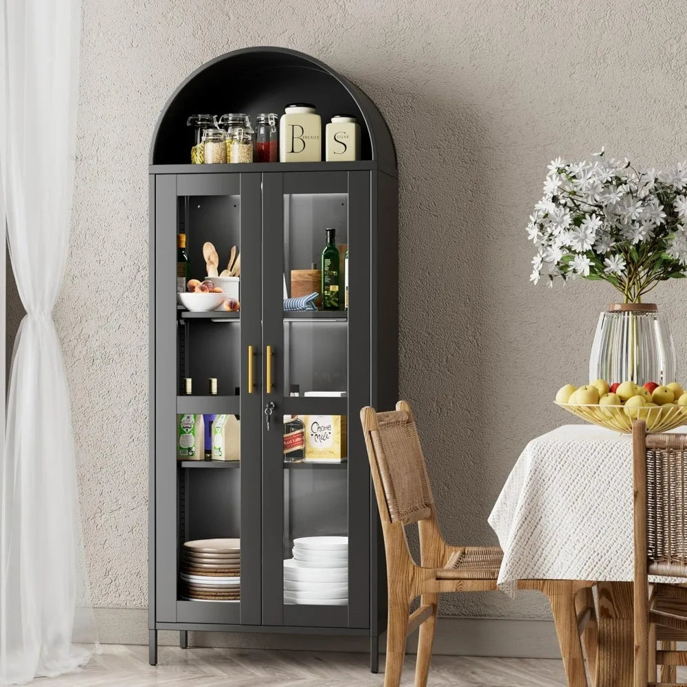 Sleek Arched Display Case | 3-Light Luxury Cabinet
