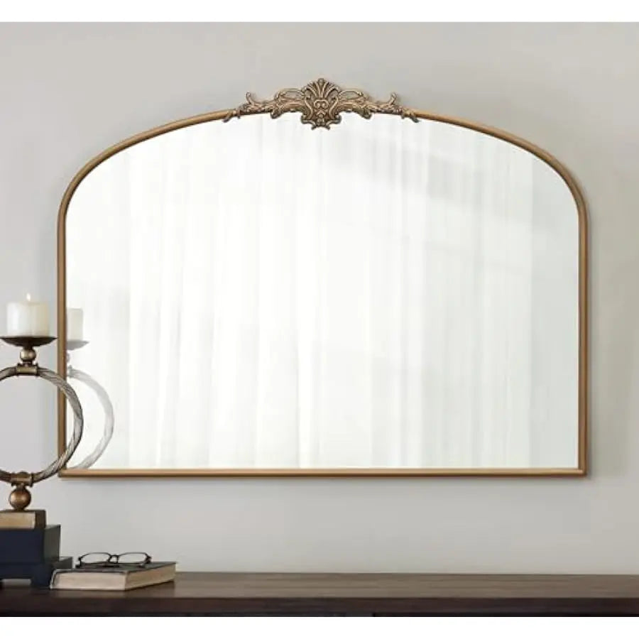 Vintage Arched Wall Mirror – Antique Gold (40" x 29")