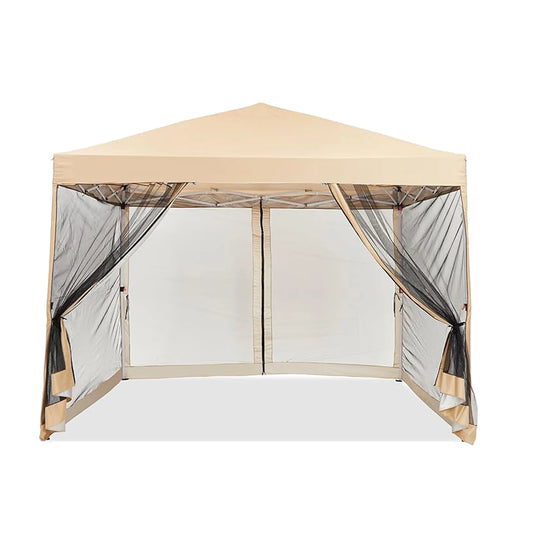 Easy Pop-Up Canopy, Outdoor Screen Tent with Mesh Mosquito Netting Side Walls, Waterproof for Camping, Party, or Yard