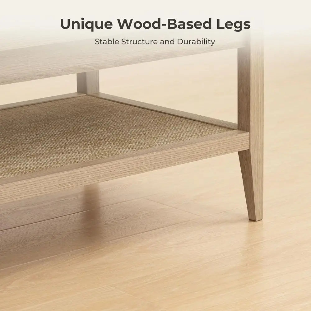 Rattan 2-Tier Coffee Table, Dining Center Table