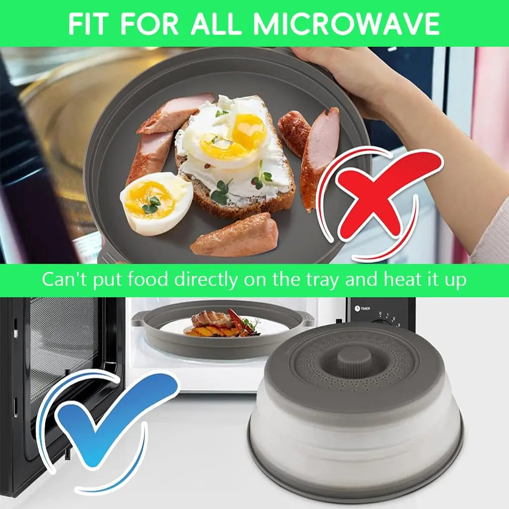 10.2" Microwave Plate Cover – Collapsible 2‑in‑1 Splatter Guard & Multi‑Purpose Lid