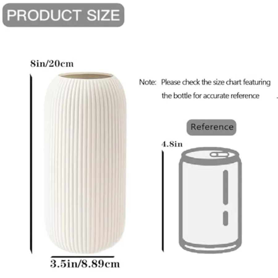Modern Small Ribbed Ceramic Vase – Textured Decorative Flower Vase for Home Décor & Coffee Table Styling
