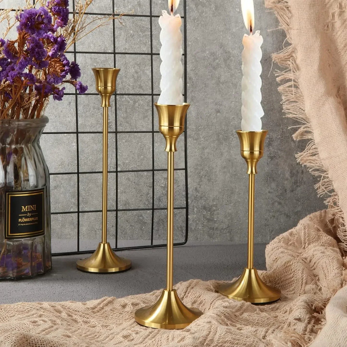 Vintage Taper Silhouette Candle Sticks – Set of 3 in Copper or Gold