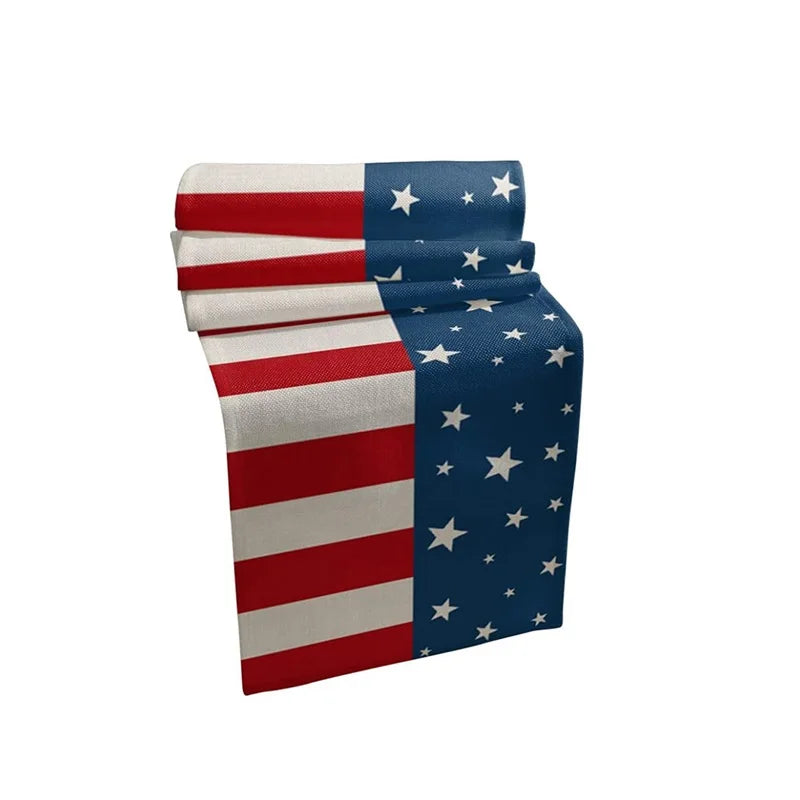 American Flag Table Runner USA Patriotic Table Decoration for Fourth of July, BBQ