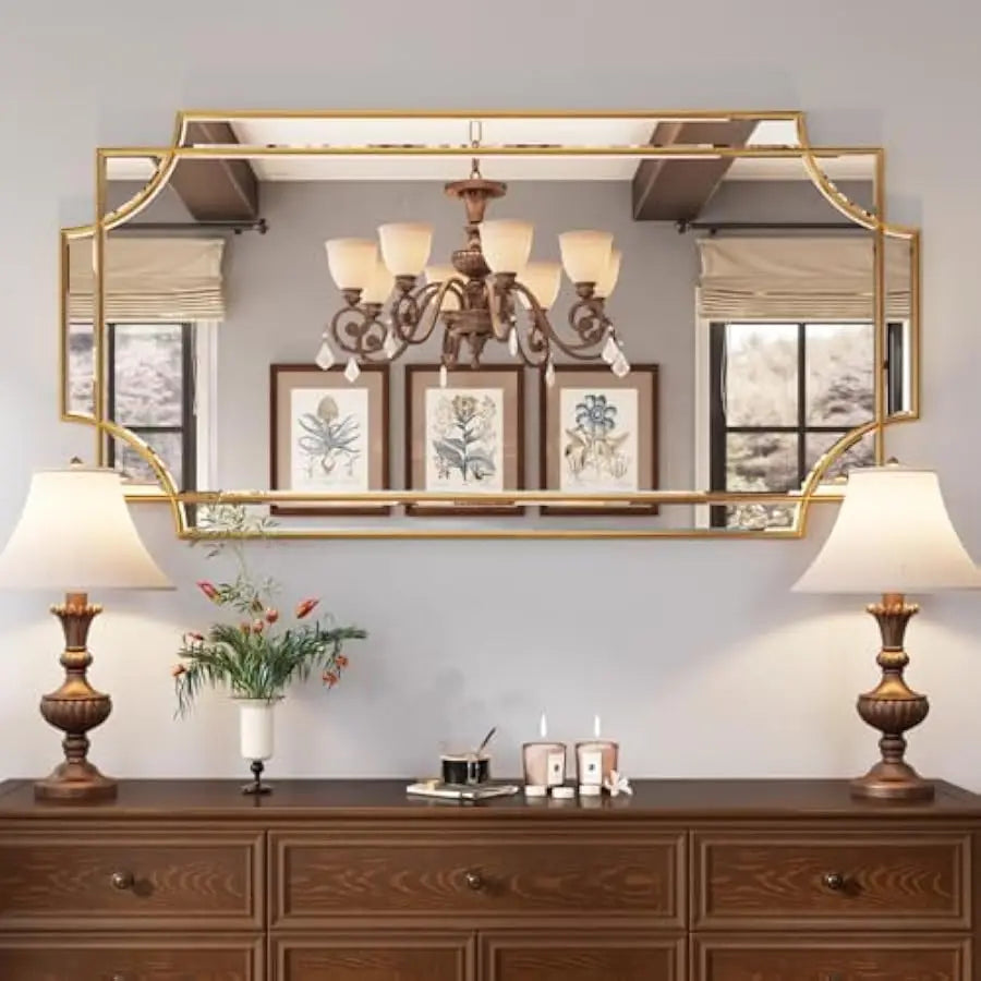 Kelly Miller Gold Traditional Mirror for Wall, Art Decorative Beveled Full Length Mirror