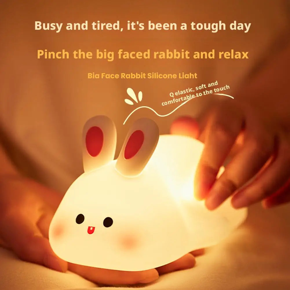 Silicone Rabbit Night Lamp, Dimmable With Touch Sensor