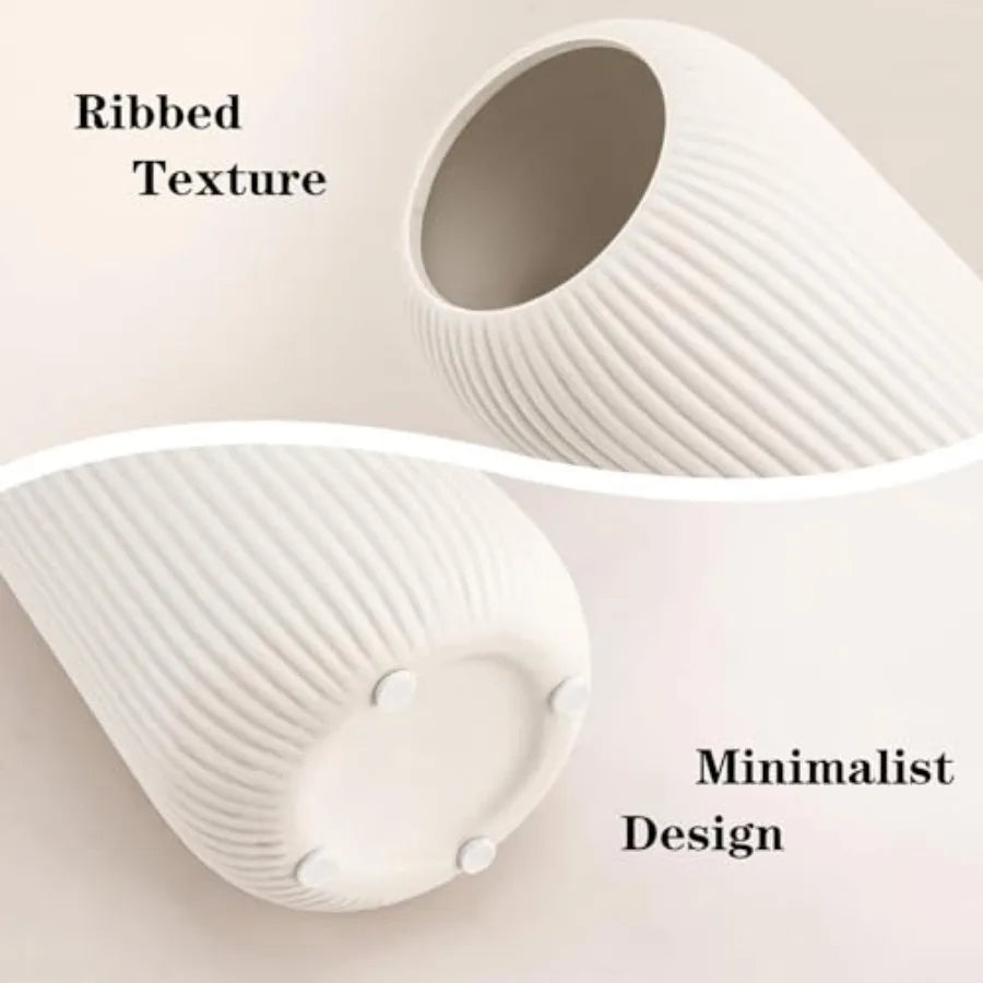 Modern Small Ribbed Ceramic Vase – Textured Decorative Flower Vase for Home Décor & Coffee Table Styling