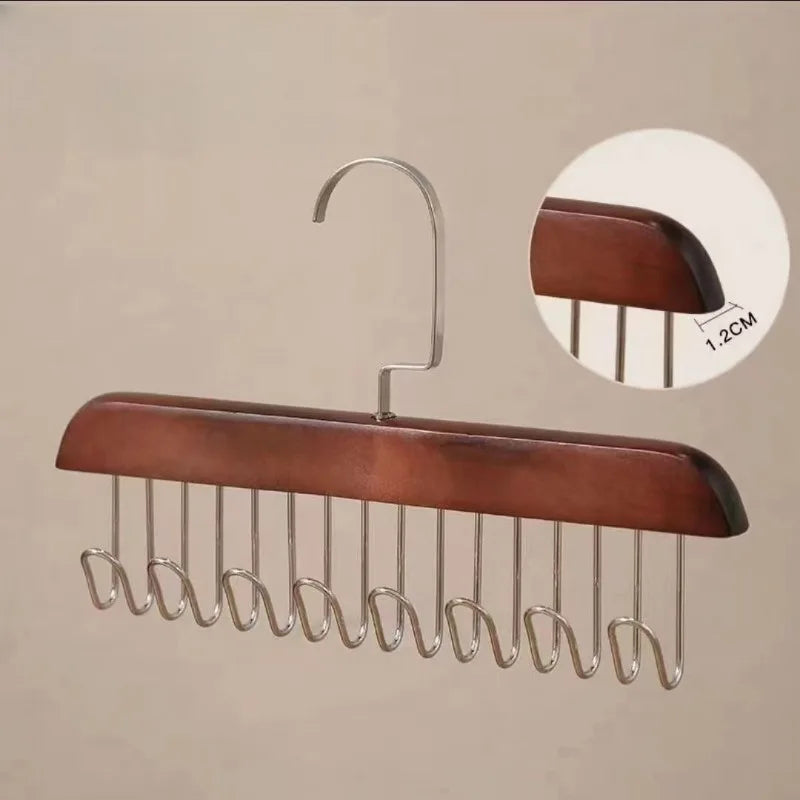 Multi-Functional Solid Wood Hanger Featuring 8 Hooks, Perfect for Apartments and Bedrooms Without Crowding