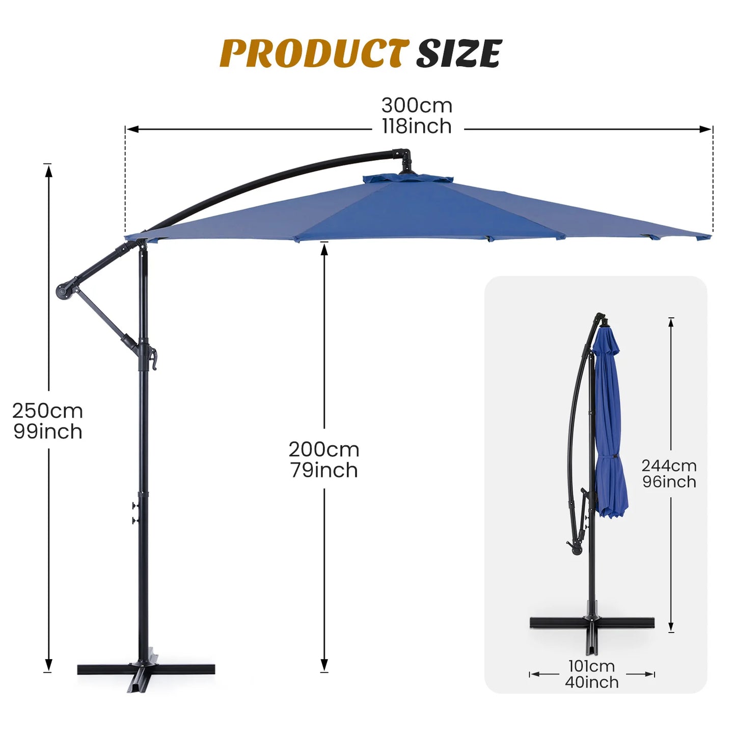 10FT Hanging Cantilever Patio Umbrella – Easy Tilt, UV Protection & 8 Sturdy Ribs for Backyard Patio