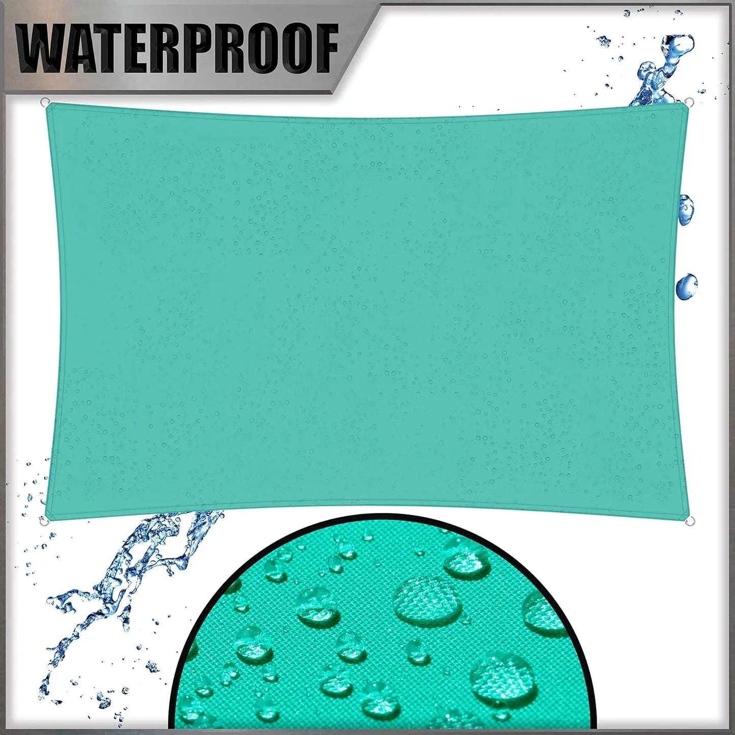 10×20 ft Turquoise Sun Shade Sail – Waterproof UPF50+ Outdoor Canopy for Patio, Backyard & Pool