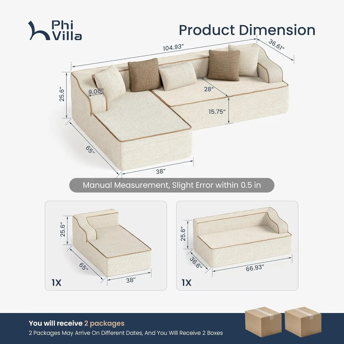 104" L‑Shaped Sectional Sofa – Modern Deep‑Seating Design