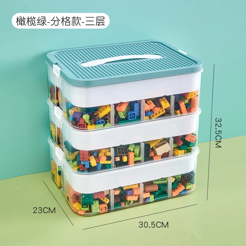 Kids Building Block Storage Box – 1/2/3 Layers, Small Toy Organizer