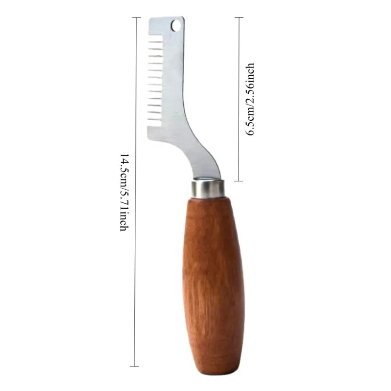 Stainless Steel Scallion Slicer Knife – Wooden‑Handle Vegetable Shredder & Kitchen Cutting Tool