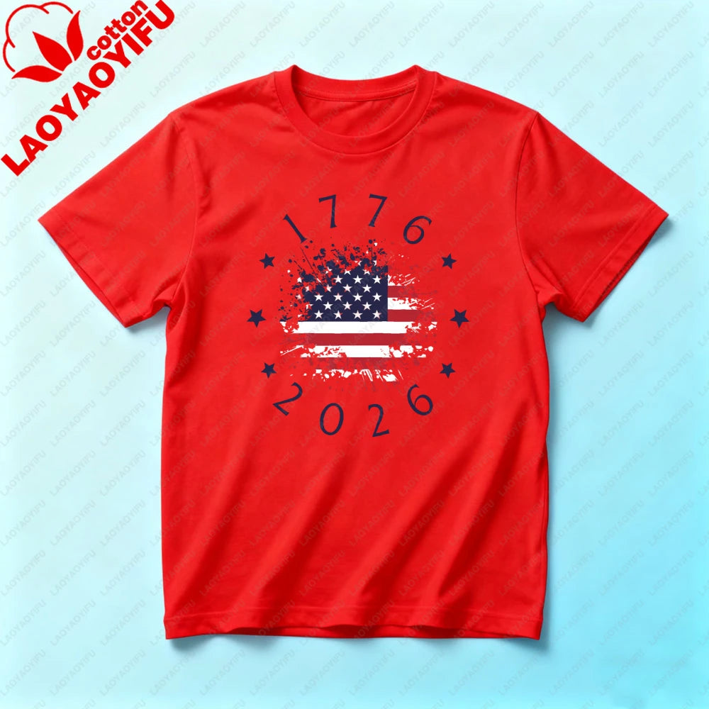 Patriotic USA Flag Tee America 250th Anniversary T-shirt 4th of July Unisex Independence Day T-shirt