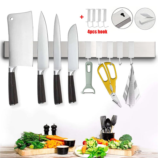 Stainless Steel Knife Stand Magnetic Knife Holder - Wall Block Storage Rack for Knives Kitchen Accessories