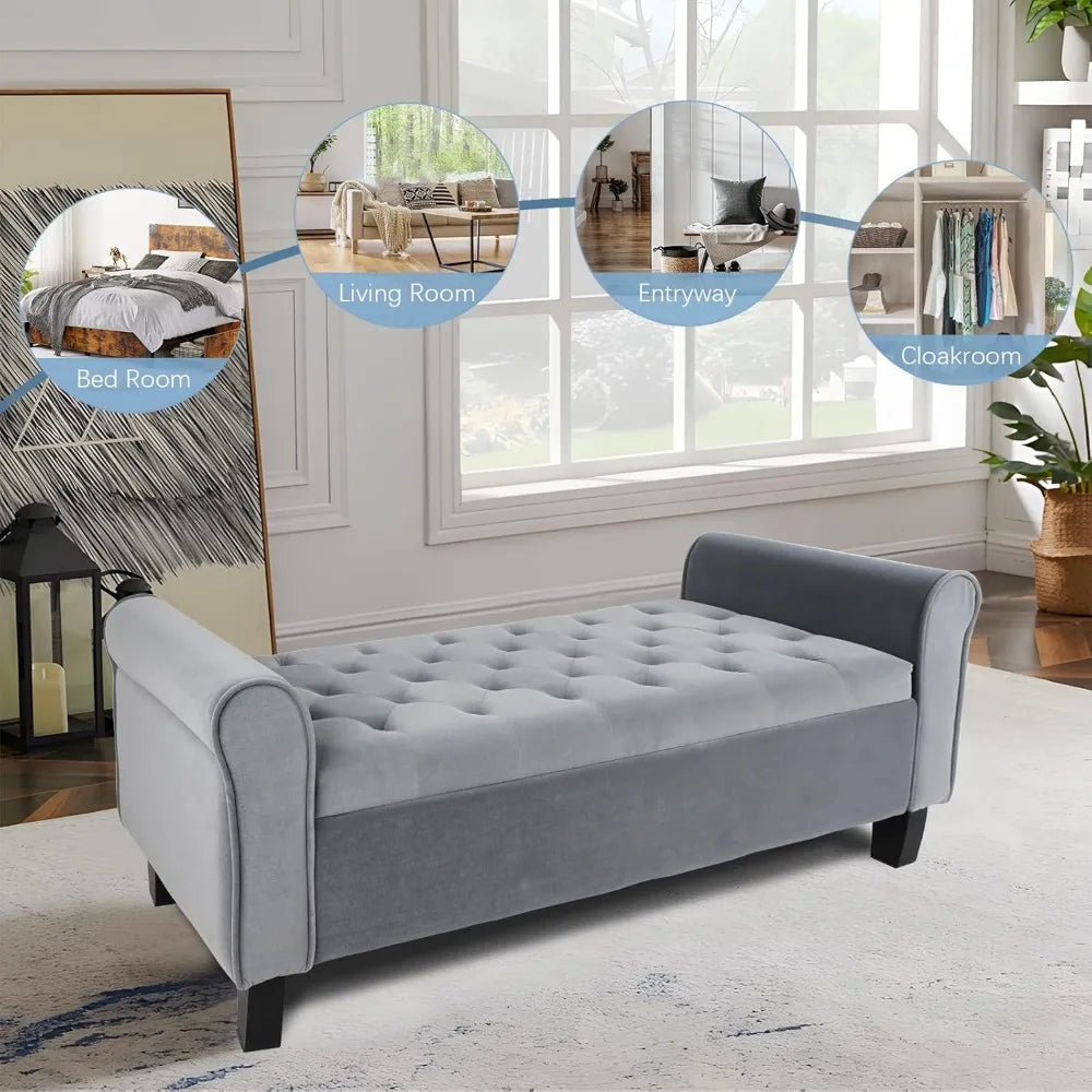 Storage Ottoman Bench with Arms