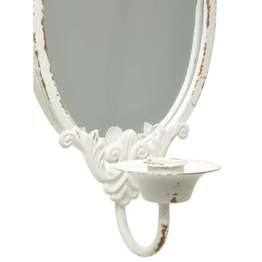 White Mirror Wall Candle Sconces Set of Two