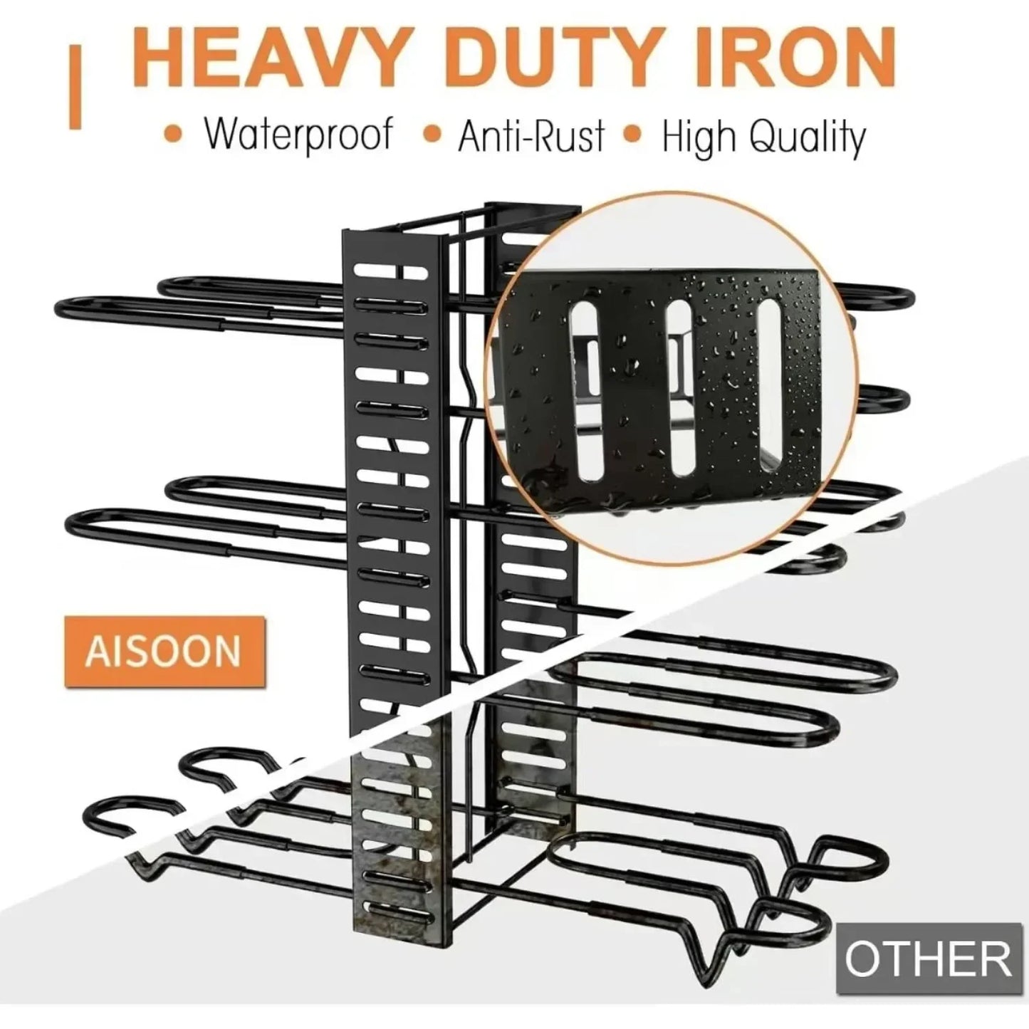 Adjustable 8-Tier Pots and Pans Organizer Rack with 3 DIY Methods, Kitchen Cabinet Storage