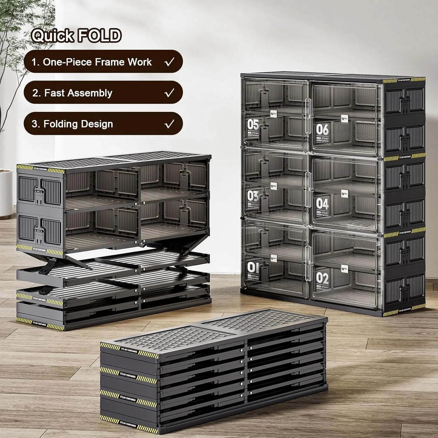 Portable Storage Cabinet with Magnetic Clear Door, holds 40 Pairs of shoes, Clothes, blankets
