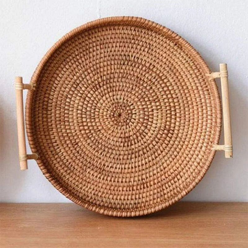 Handwoven Rattan Tray & Food Storage Basket | Eco-Friendly