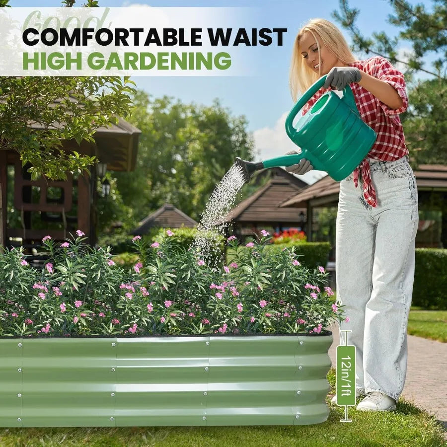 5-in-1 Galvanized Adjustable Raised Garden Bed  12" Tall Multiple Sizes