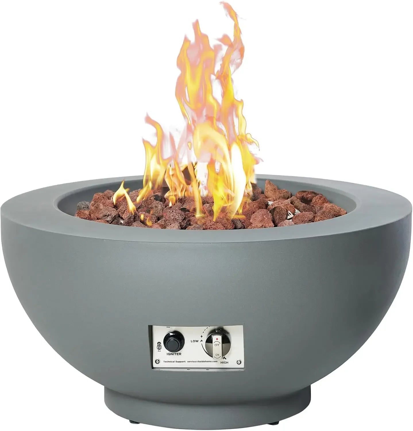 28" Outdoor Propane Fire Bowl – Round Gas Fire Pit with Natural Gas Conversion Kit