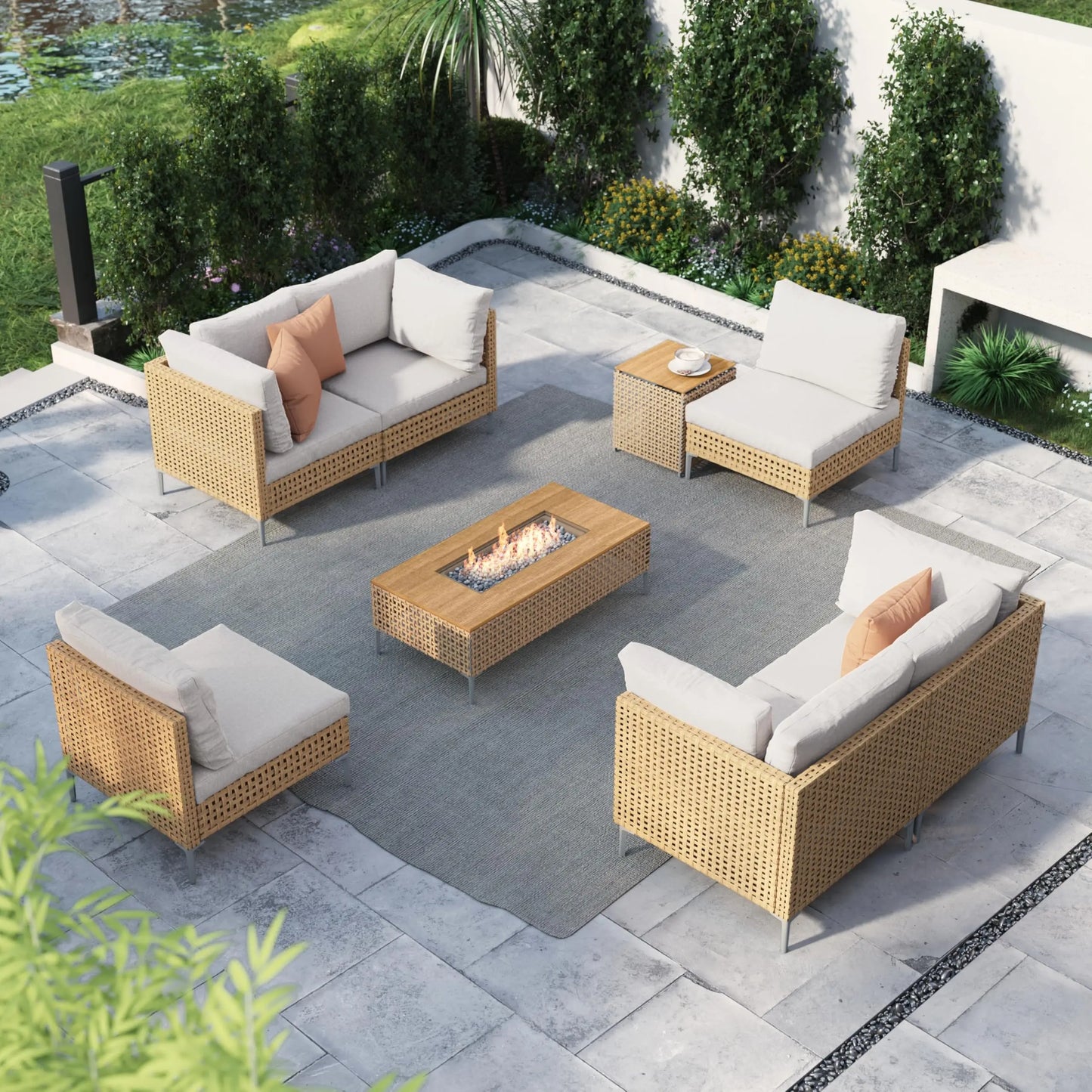 7‑Piece Outdoor Conversation Set – Wicker Sectional Patio Sofa with Water‑Resistant Thick Cushions