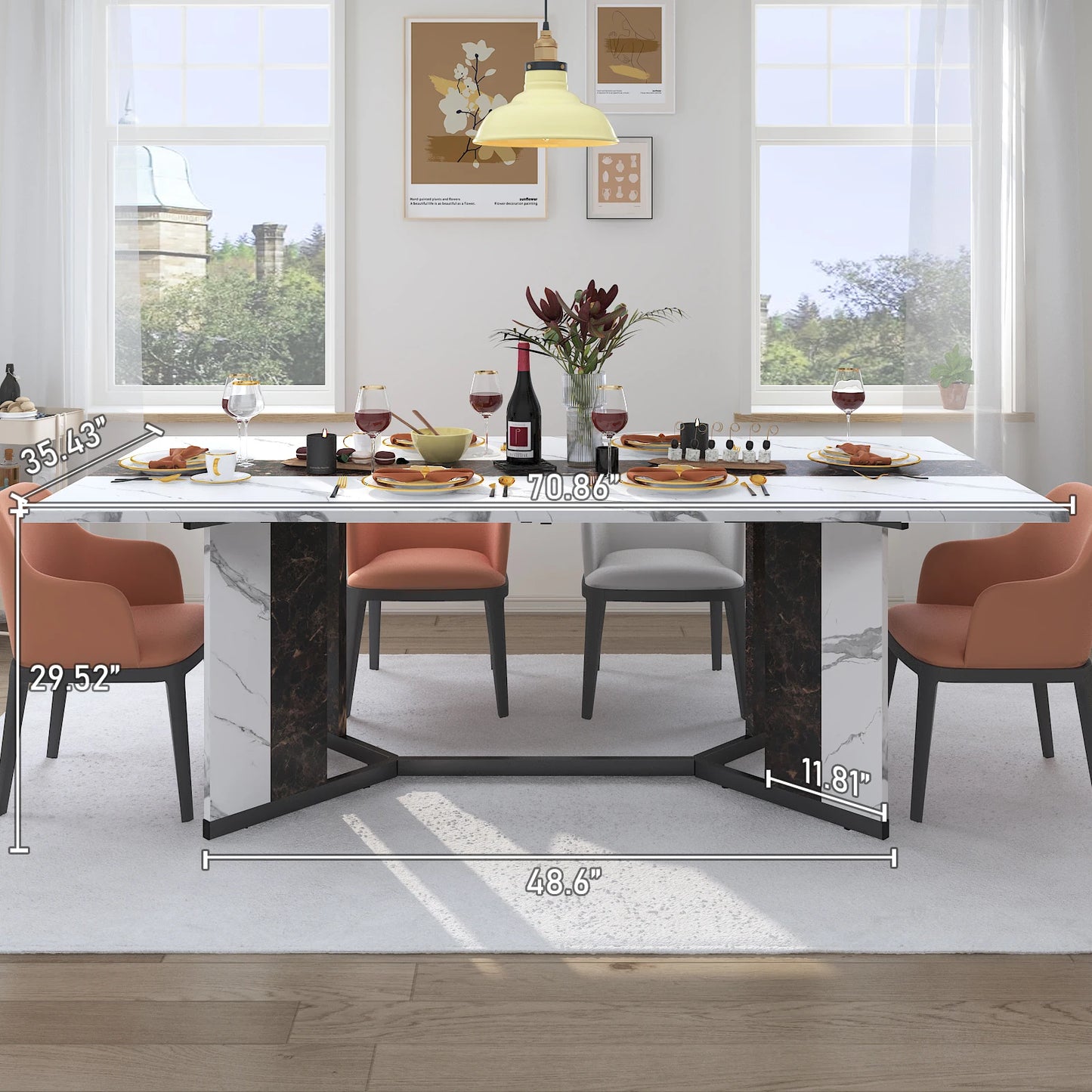 Large Rectangular White Dining Table for up to 10 People (2 sizes)