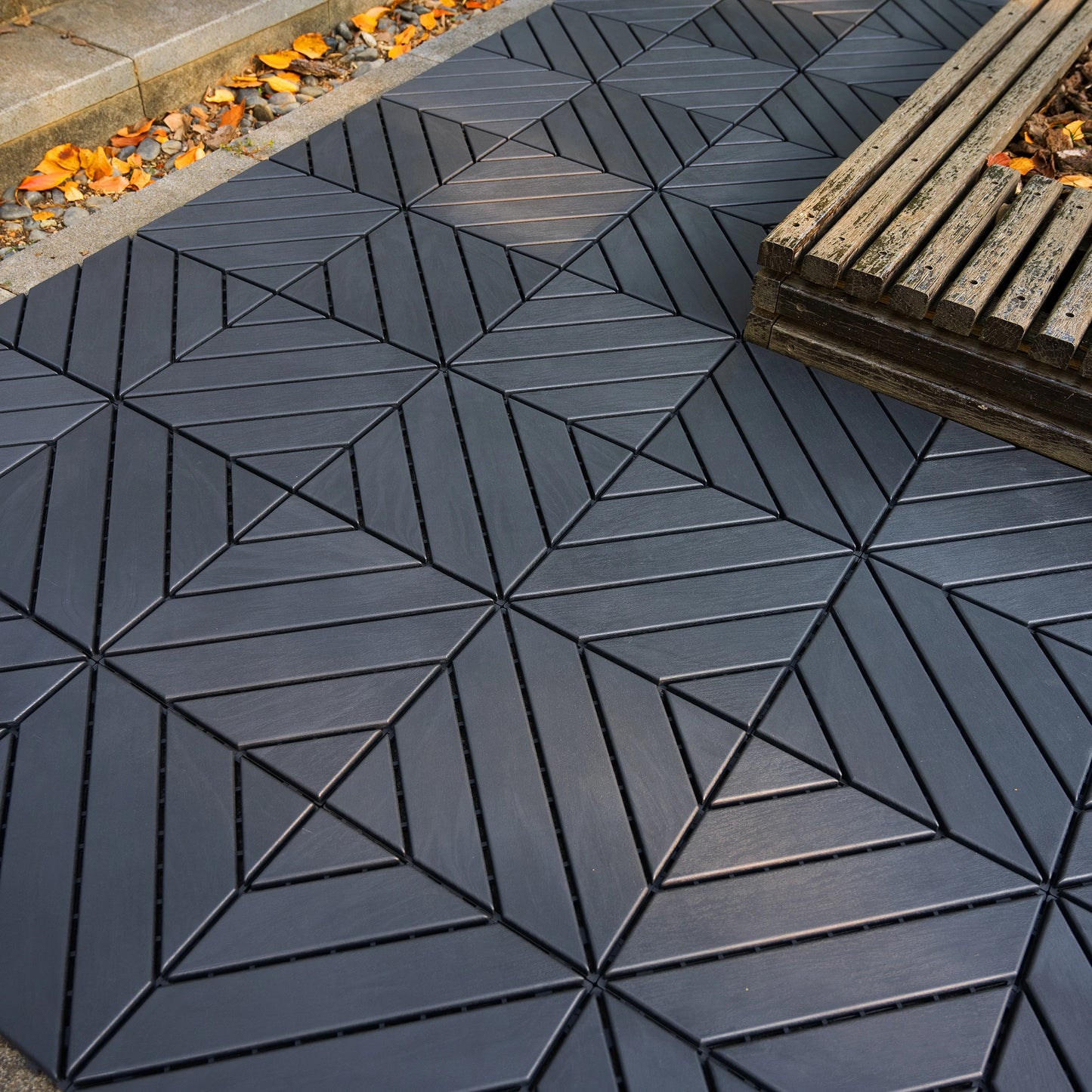 Interlocking Deck Tiles, 44 Pack, 12"x12" Square, Waterproof Outdoor All Weather Use