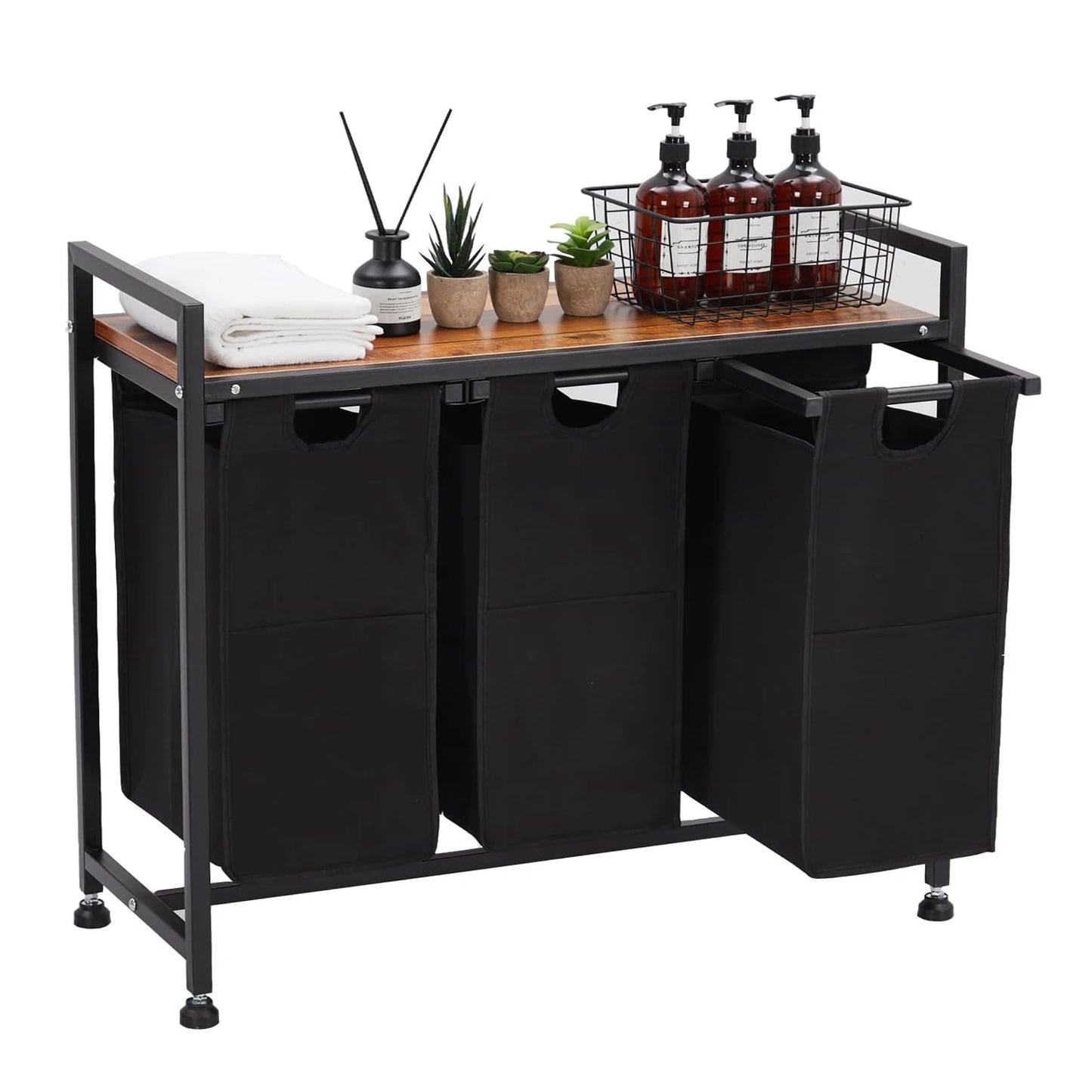 Laundry Basket Organizer, Laundry Sorter 2 Section with Removable Laundry Bag and Top Shelf