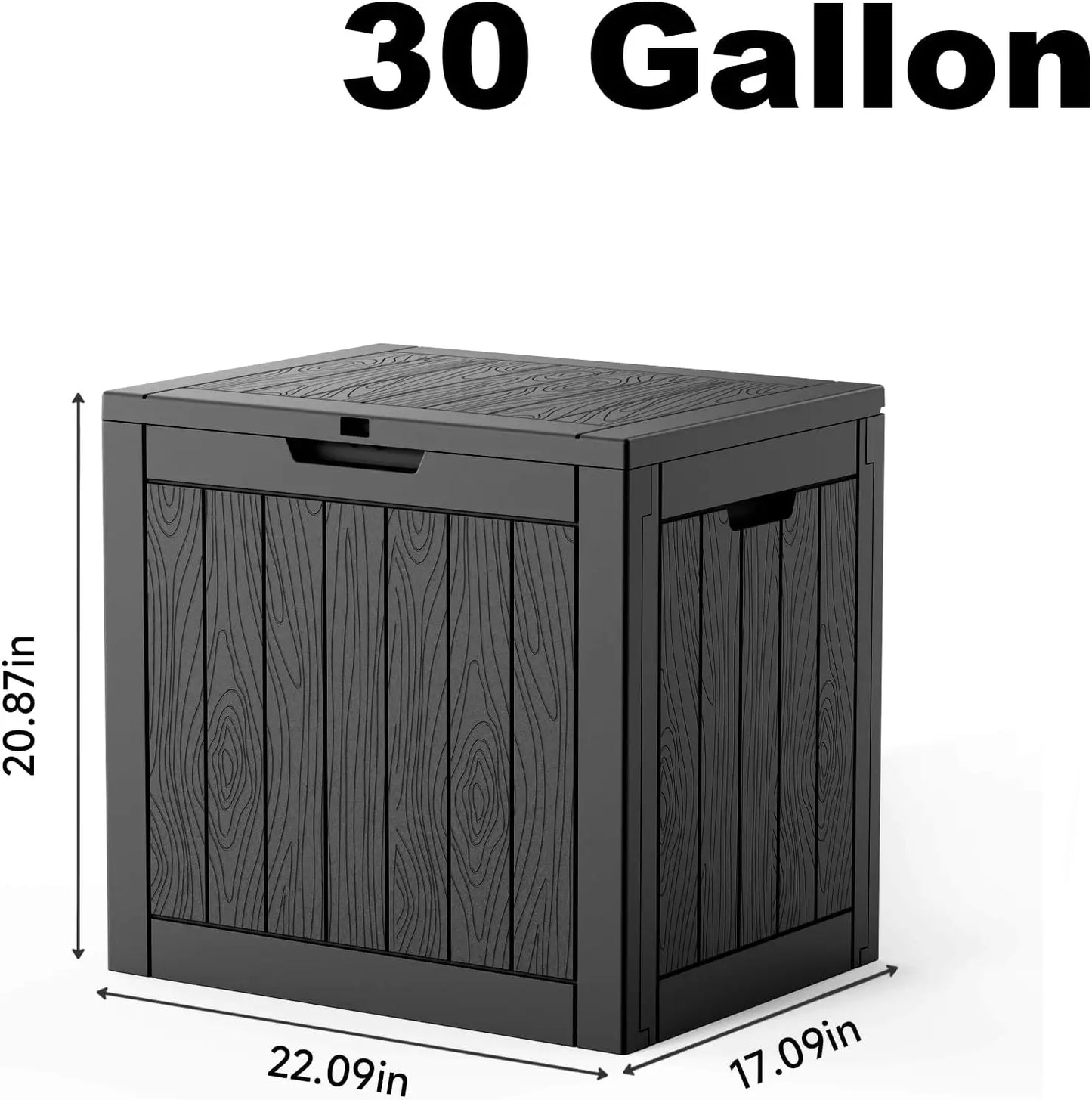 30‑Gallon Outdoor Storage Box – Lockable, Waterproof Deck Box for Garden Tools & Cushions (Black)