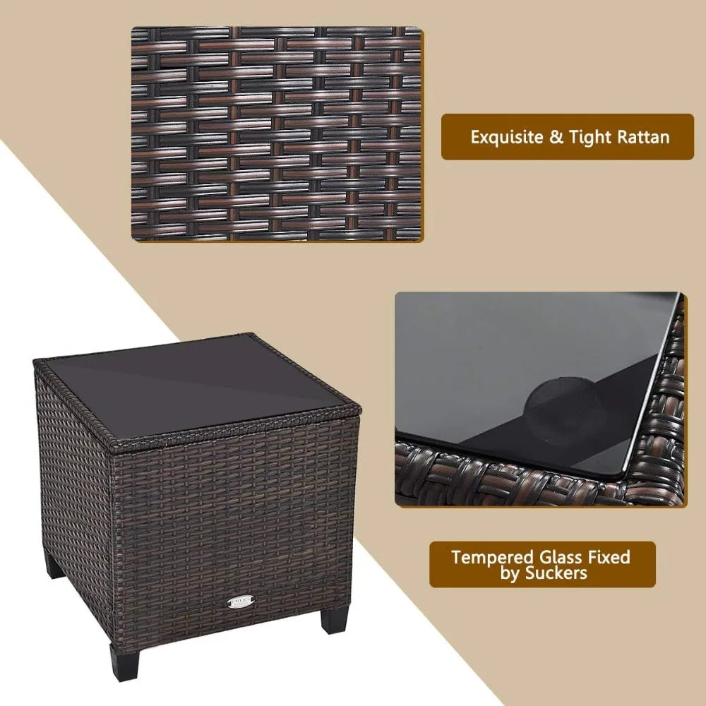3‑Piece Patio Furniture Set – Outdoor Chairs with Washable Cushions & Tempered Glass Table