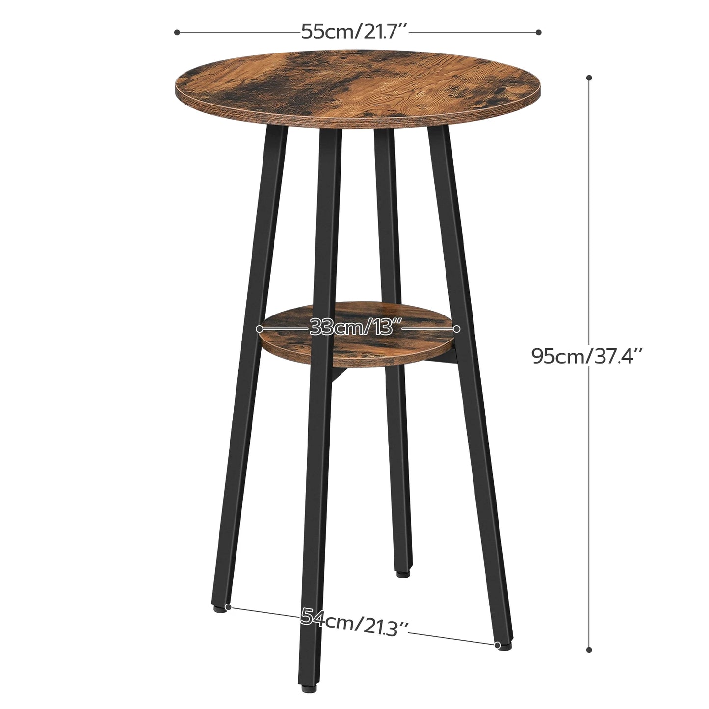 37.4" 2-Tier Bistro Table with Storage