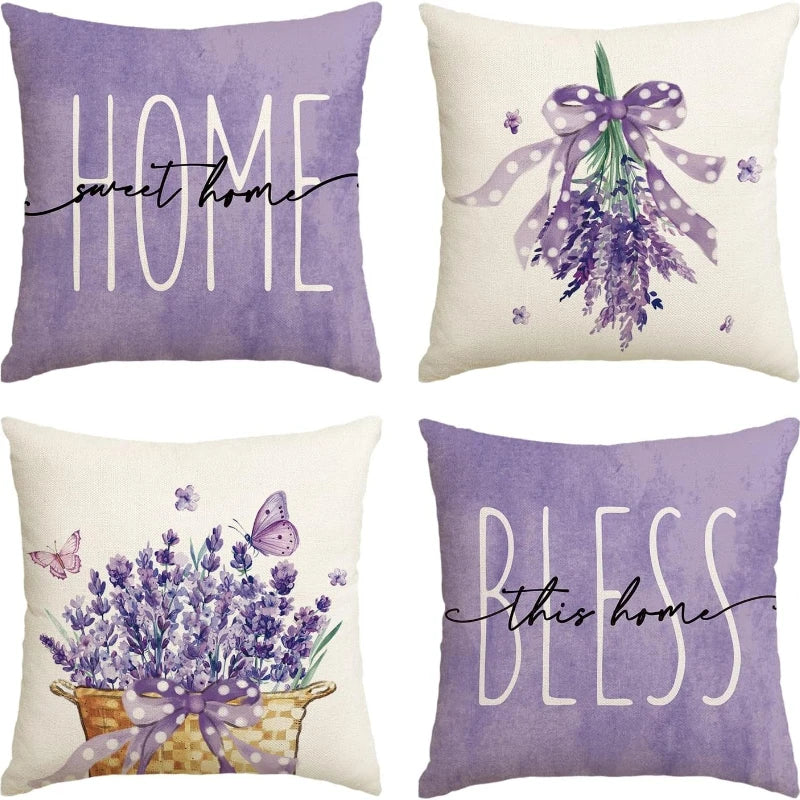 Lavender Home Sweet Home Pillow Covers