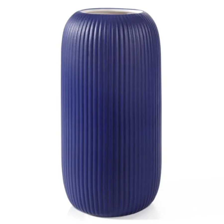 Modern Small Ribbed Ceramic Vase – Textured Decorative Flower Vase for Home Décor & Coffee Table Styling