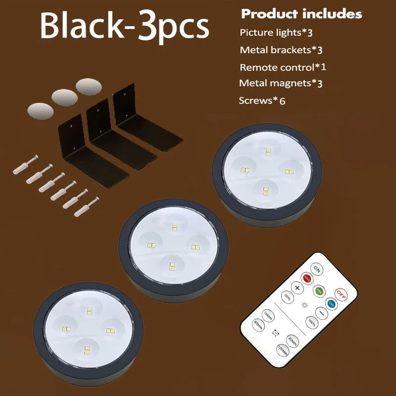 Magnetic LED Battery Operated Picture Light with Remote, Dimmable Timer 3 Lighting Modes