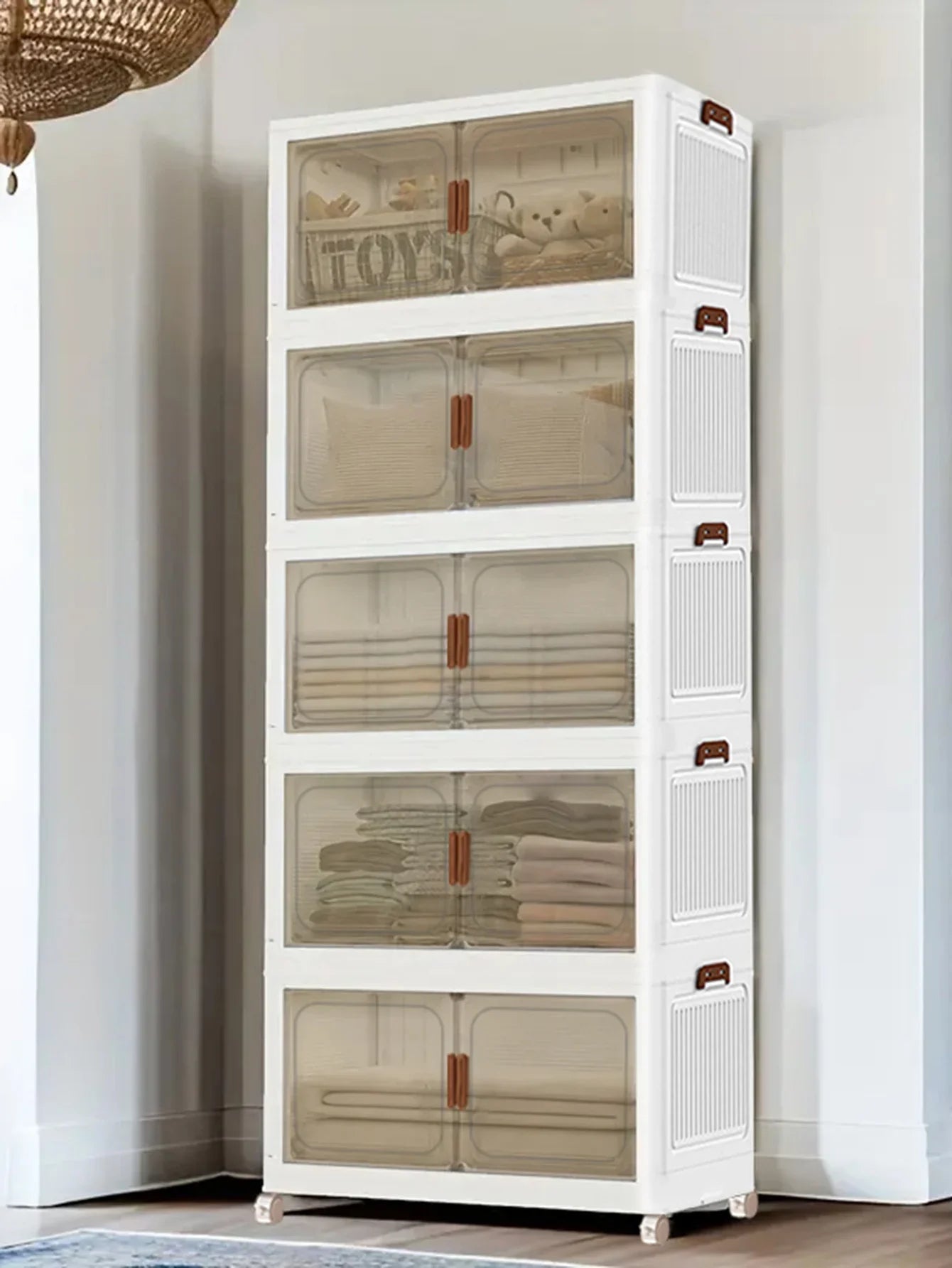 5 level Versatile Folding Storage Cabinet with Magnetic Doors - Dustproof, Waterproof