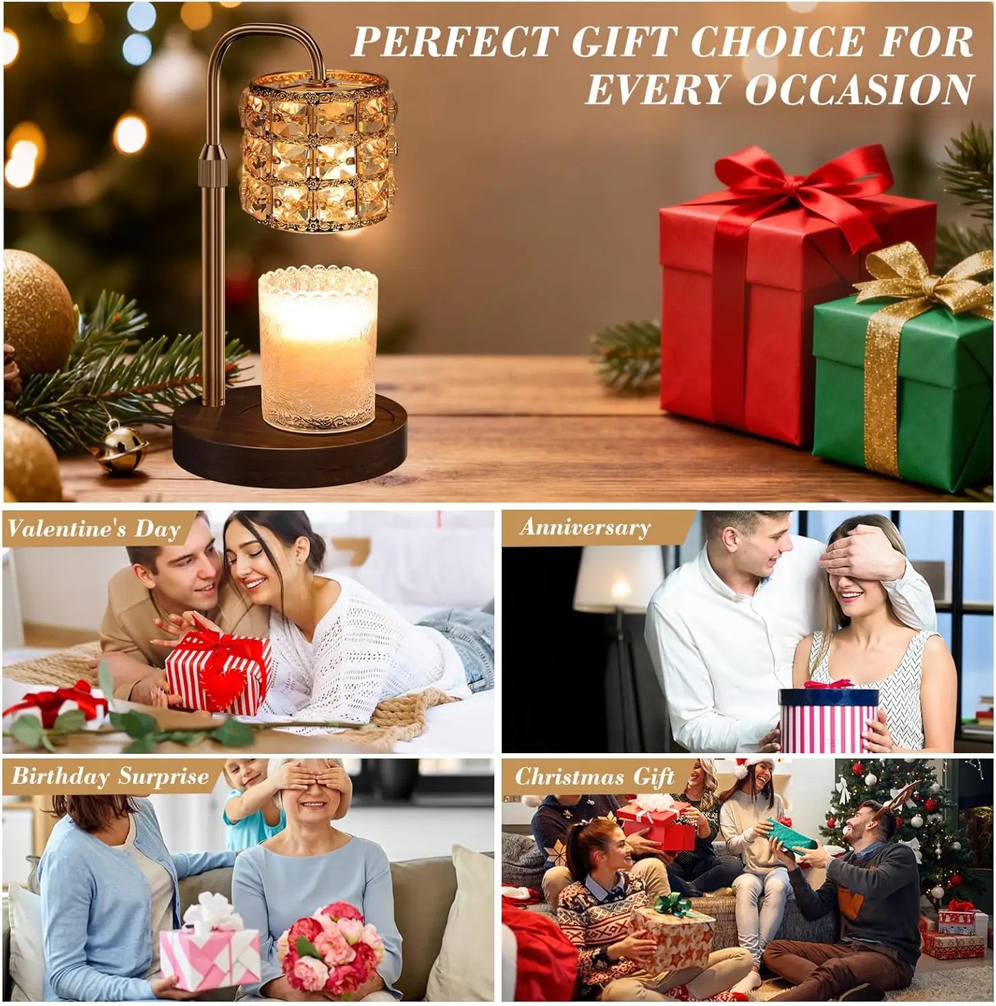 Adjustable‑Height Candle Warmer Lamp with Timer & Dimmer – Flameless, Clean, Even Wax Melting
