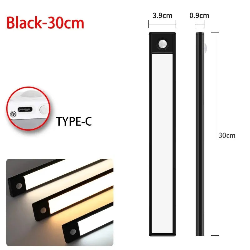LED Motion Sensor Light Night Light Wireless USB Under Cabinet Light For Kitchen Cabinet, Bedroom, Wardrobe