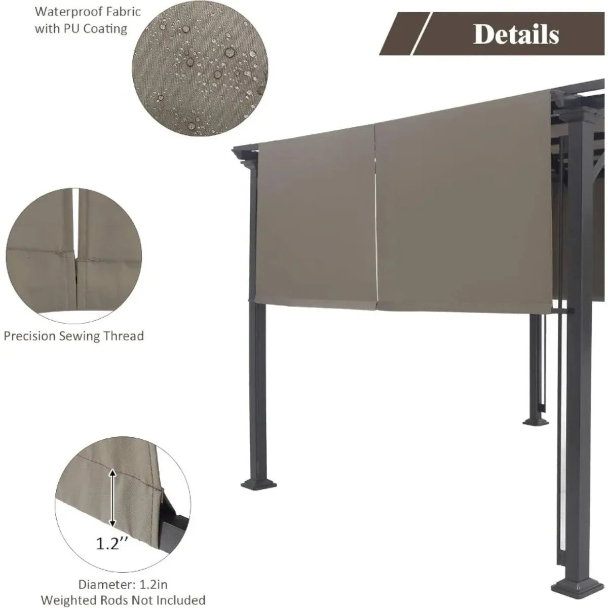 2 Pieces 16x4 Ft Universal Canopy Cover, Outdoor Pergola Roof Top Cover With Heavy Duty Polyester, Waterproof