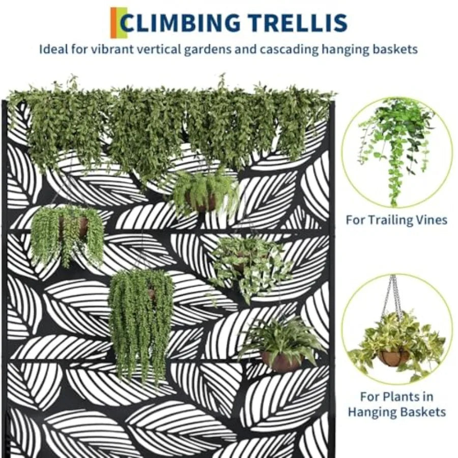 Metal Planter Box with Trellis and Wheels 71x47x16 R for Climbing Plants