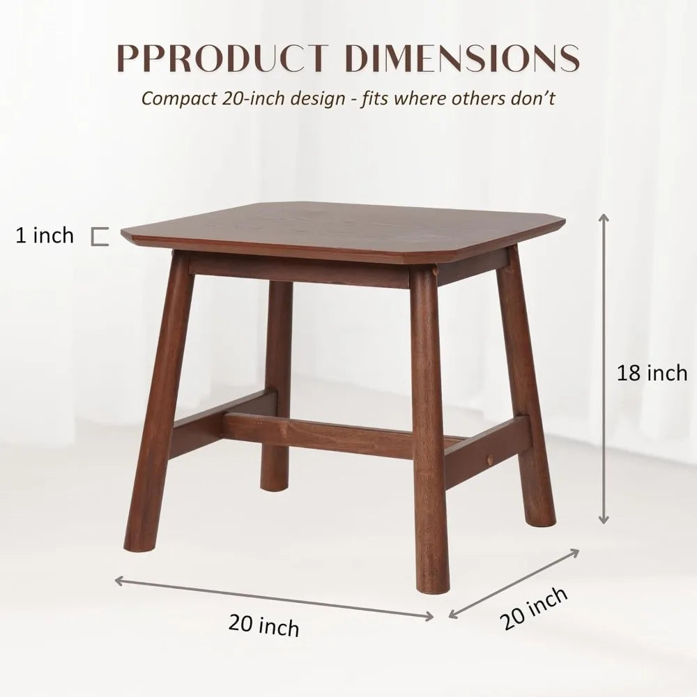 20" Square Wood Side Table – Farmhouse End Table for Small Spaces, Living Room, Bedroom or Dorm (20" W x 20" D x 18" H)