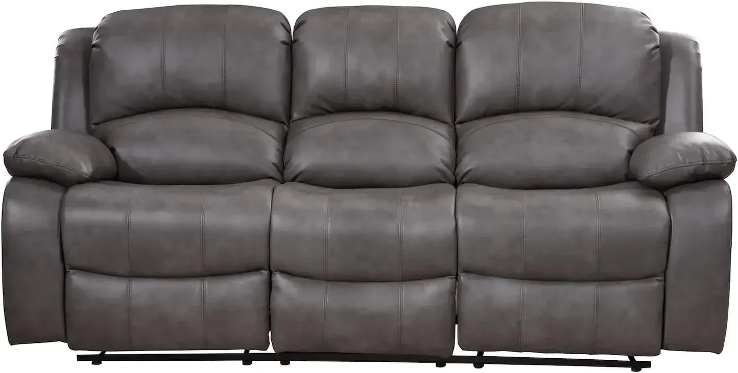 2PC Leather Reclining Sofa and Loveseat Set