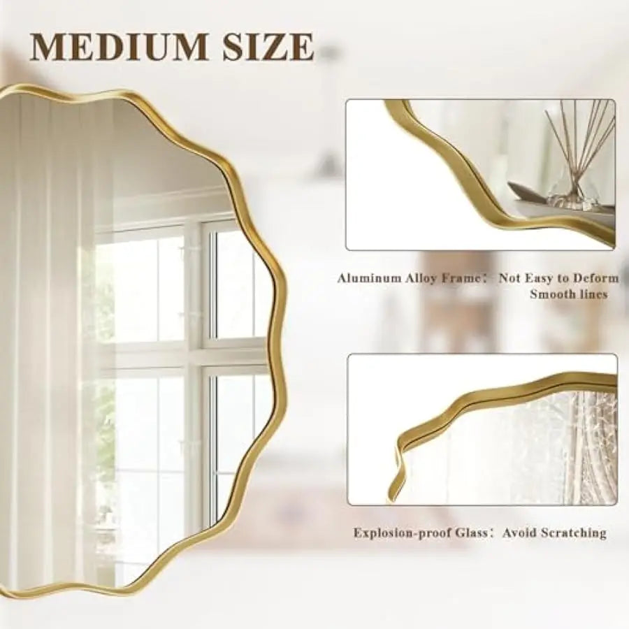 Gold Scalloped Round Wall Mirror – 24"