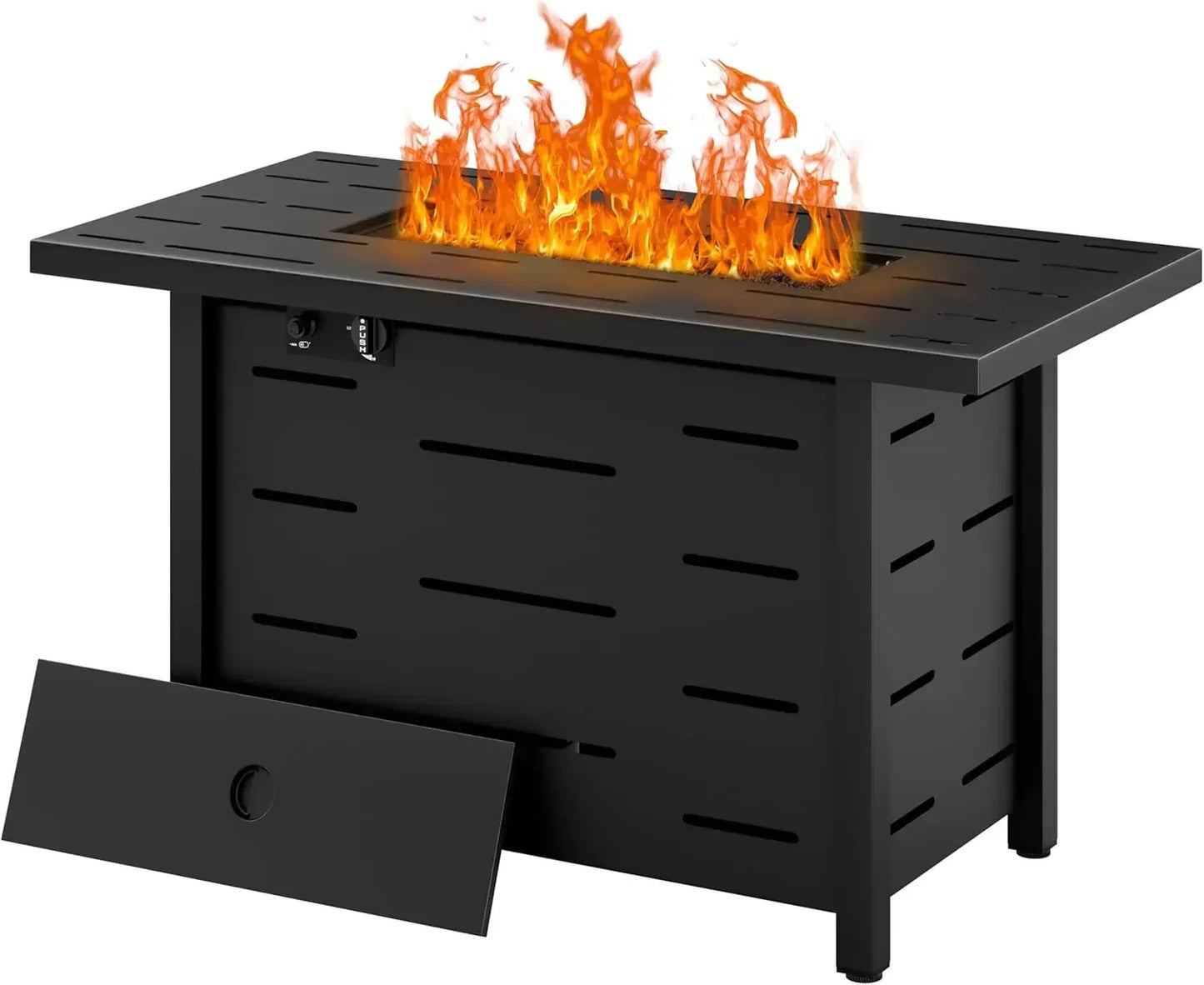 43 inch Outdoor Propane Fire Pit with Table and Lid, Waterproof Cover